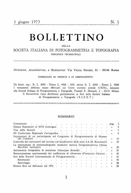 Copertina articolo #2 Bollettino SIFET ANNO: 1973 n.1